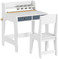 Art Table and Chair Set for children, Kids Art Desk and Chair Set with Storage Shelf and Drawers