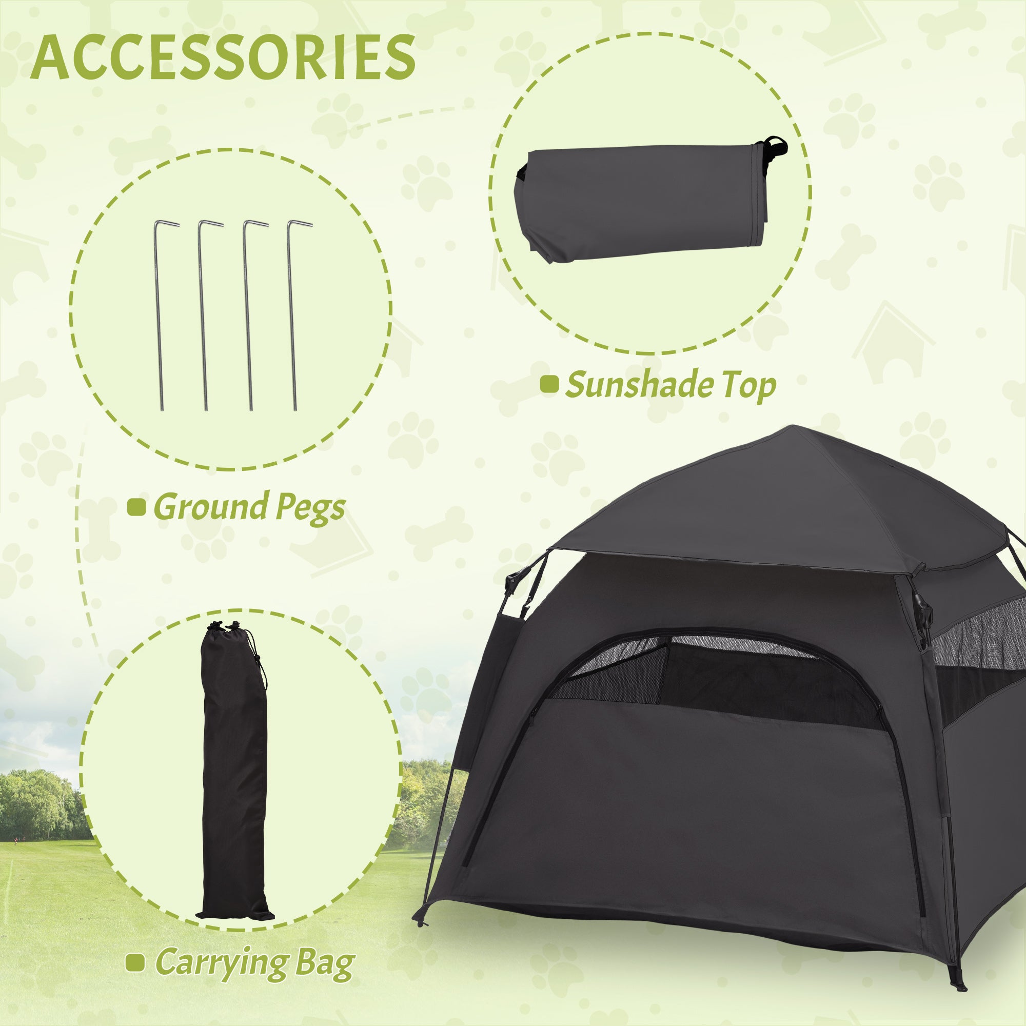 Foldable Dog Cat Tent with Water-Resistant Oxford, Carry Bag for Extra Large Dog, Charcoal Grey