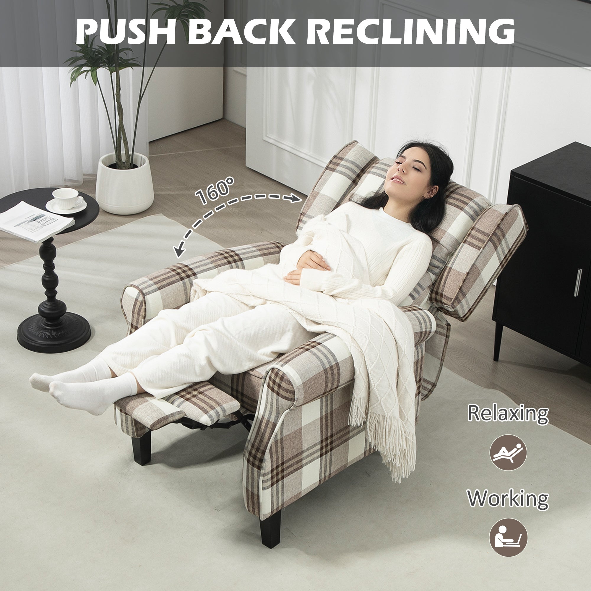 160° Reclining Armchair with Footrest - Brown
