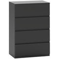 4-Drawer Chest of Drawers Storage Cabinet Modern Bedroom Dresser - Black