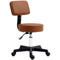 Beautician's Adjustable Swivel Salon Chair with Padded Seat & 5 Wheels 48cm - Brown