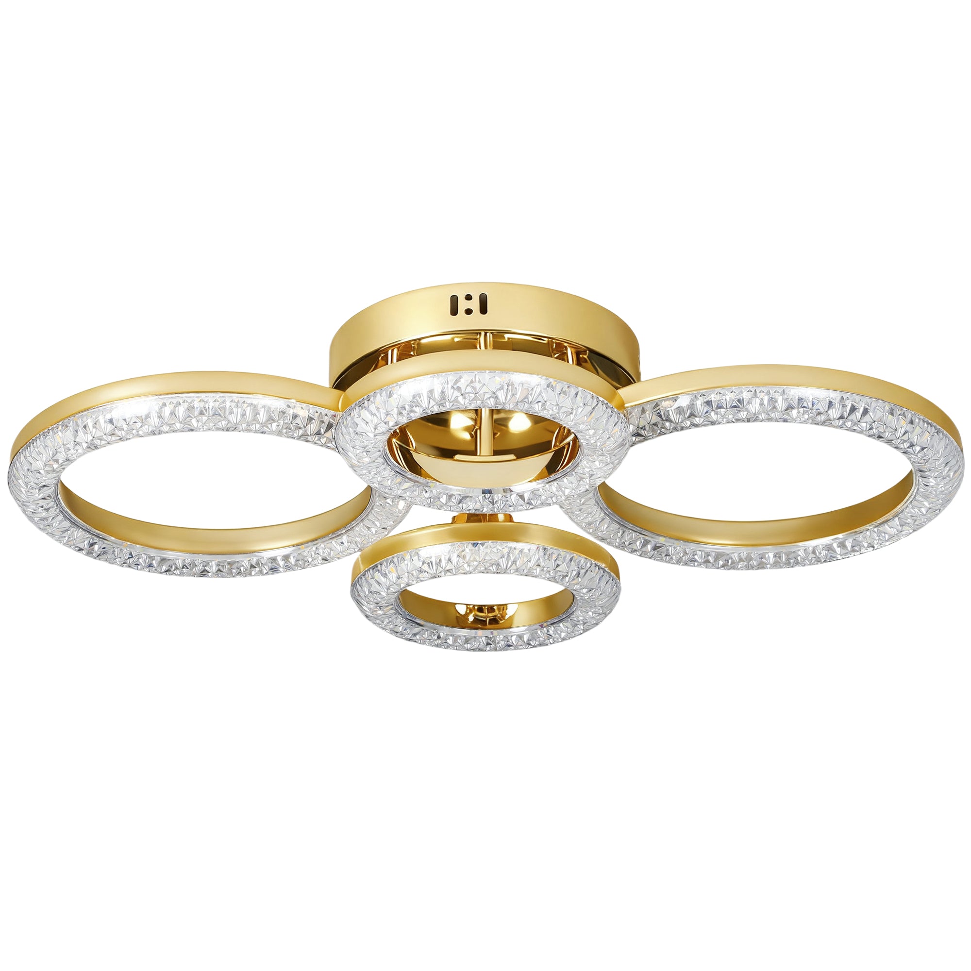LED Ceiling Light, Modern Dimmable 4 Rings Ceiling Lamp with Wall Switch, 40W 4350lm Flush Mount Ceiling Light with 3500K/4500K/6000K Colour Temperatures for Living Room, Bedroom, Gold Tone