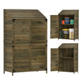Two-Tier Wooden Garden Storage Shed with Shelves - Green