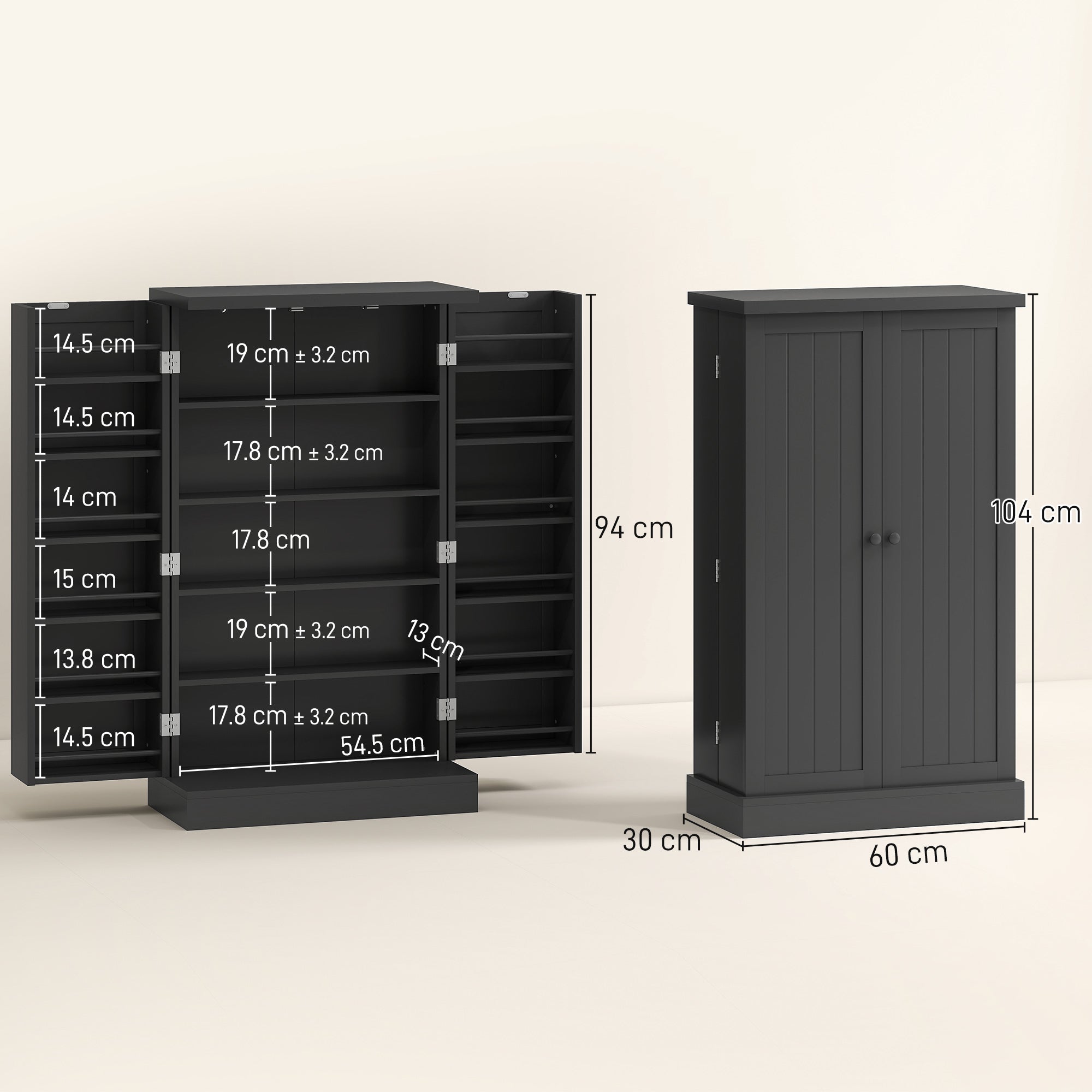 Kitchen Cupboard, Freestanding Multi-Storage Kitchen Pantry Cabinet with Adjustable Shelves, Black