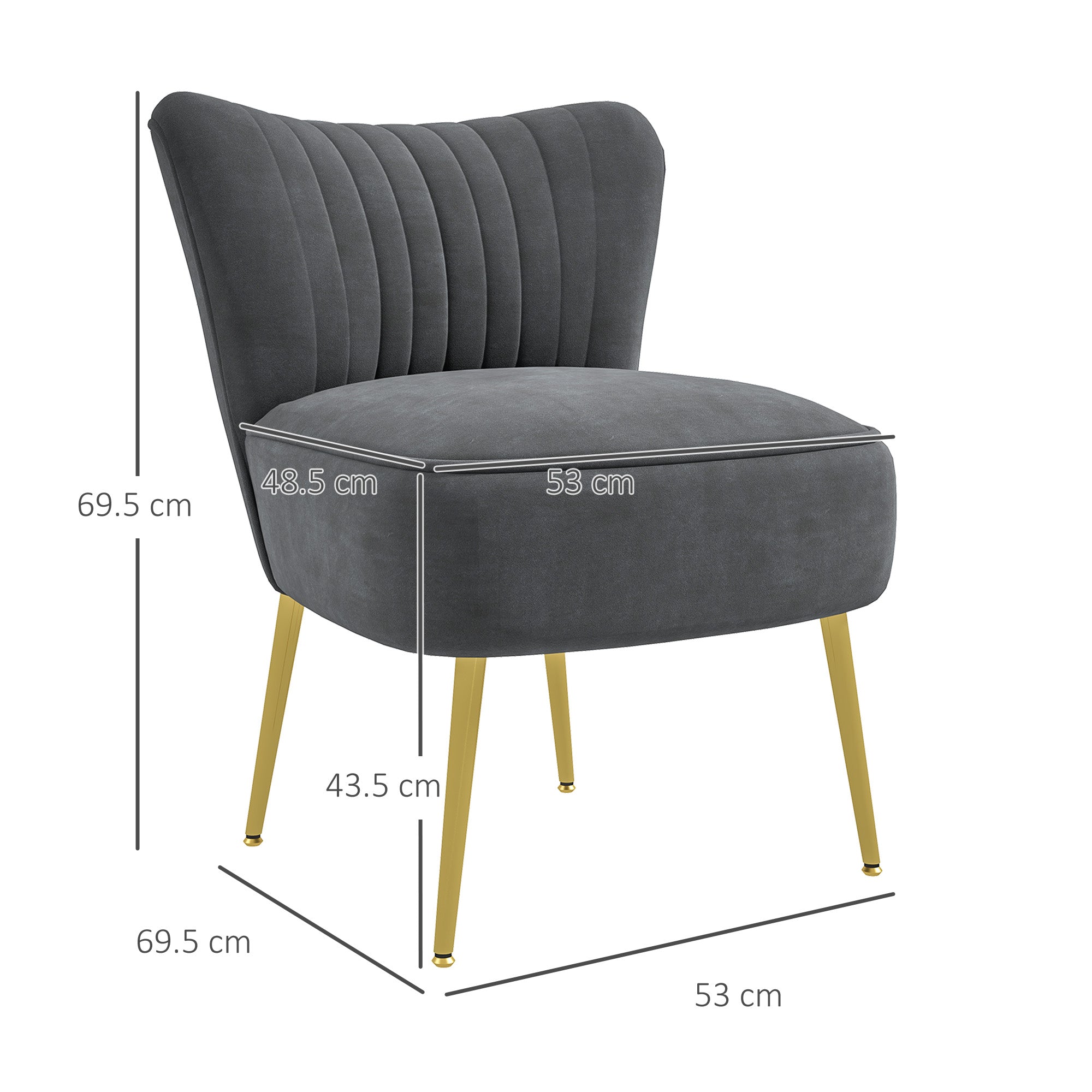 Velvet-Feel Tub Accent Chair - Grey