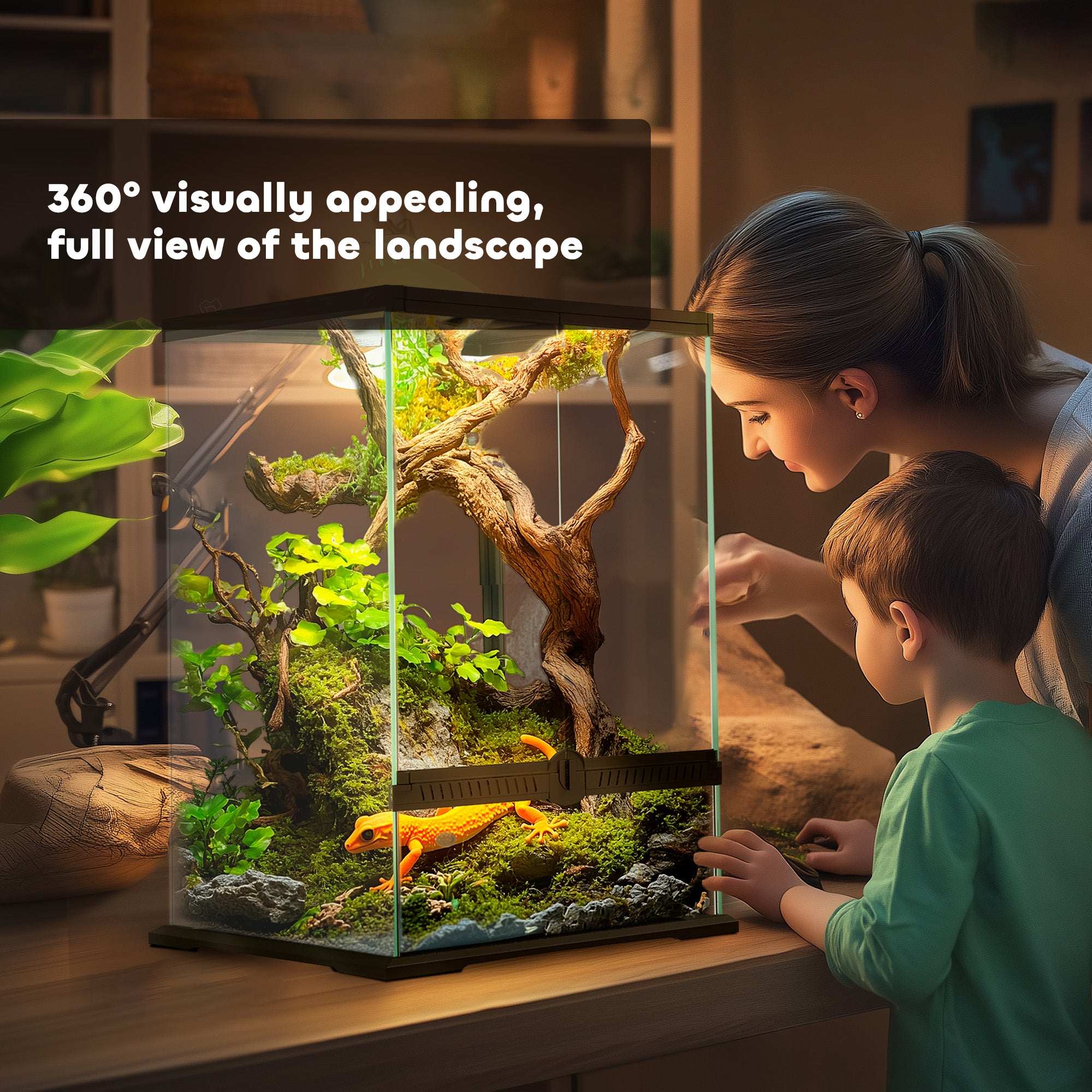 40L Vivarium for Lizards, Frogs, Snakes, Turtles, Tortoises w/ Anti-Escape Design, Ventilation