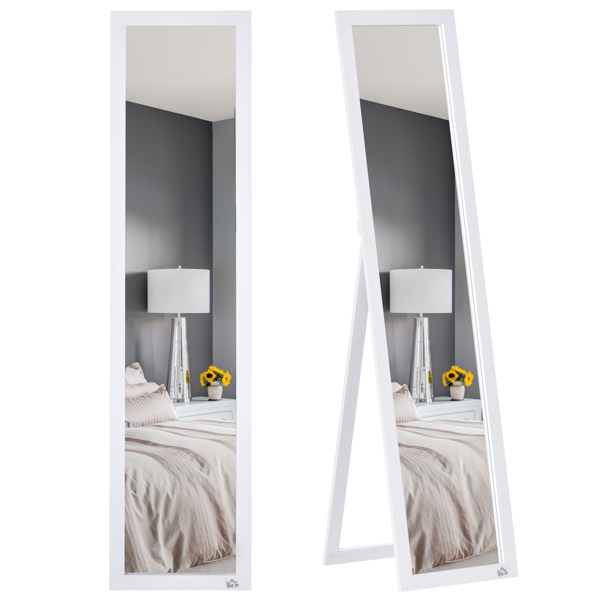 Full Length Mirror for Bedroom, Free Standing Dressing Mirror, Wall Mirror for Living Room, 37 x 154 cm, White