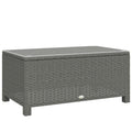 Rattan Garden Coffee Table with Glass Top, Light Grey