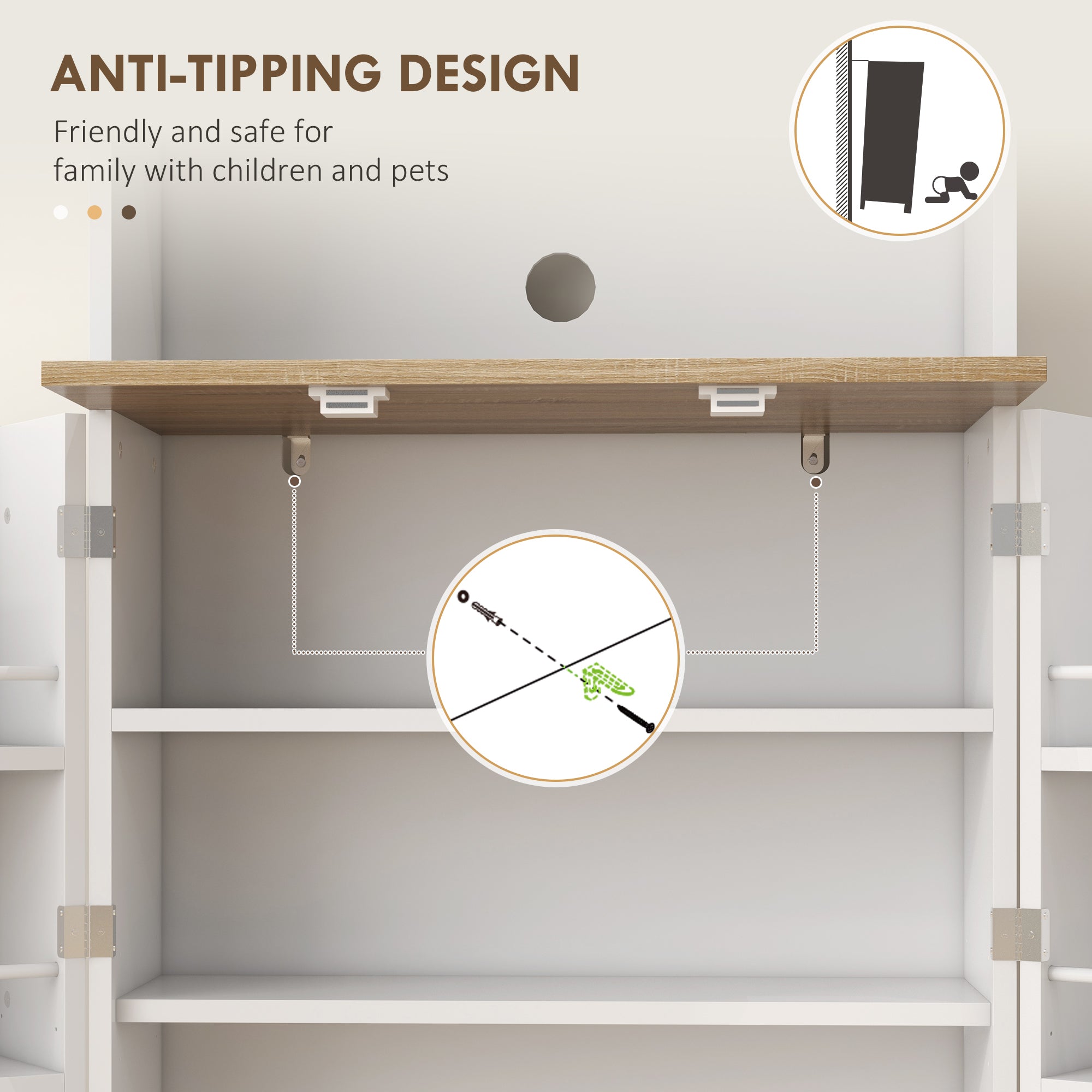 HOMCOM Two-Part Kitchen Storage Cabinet - White