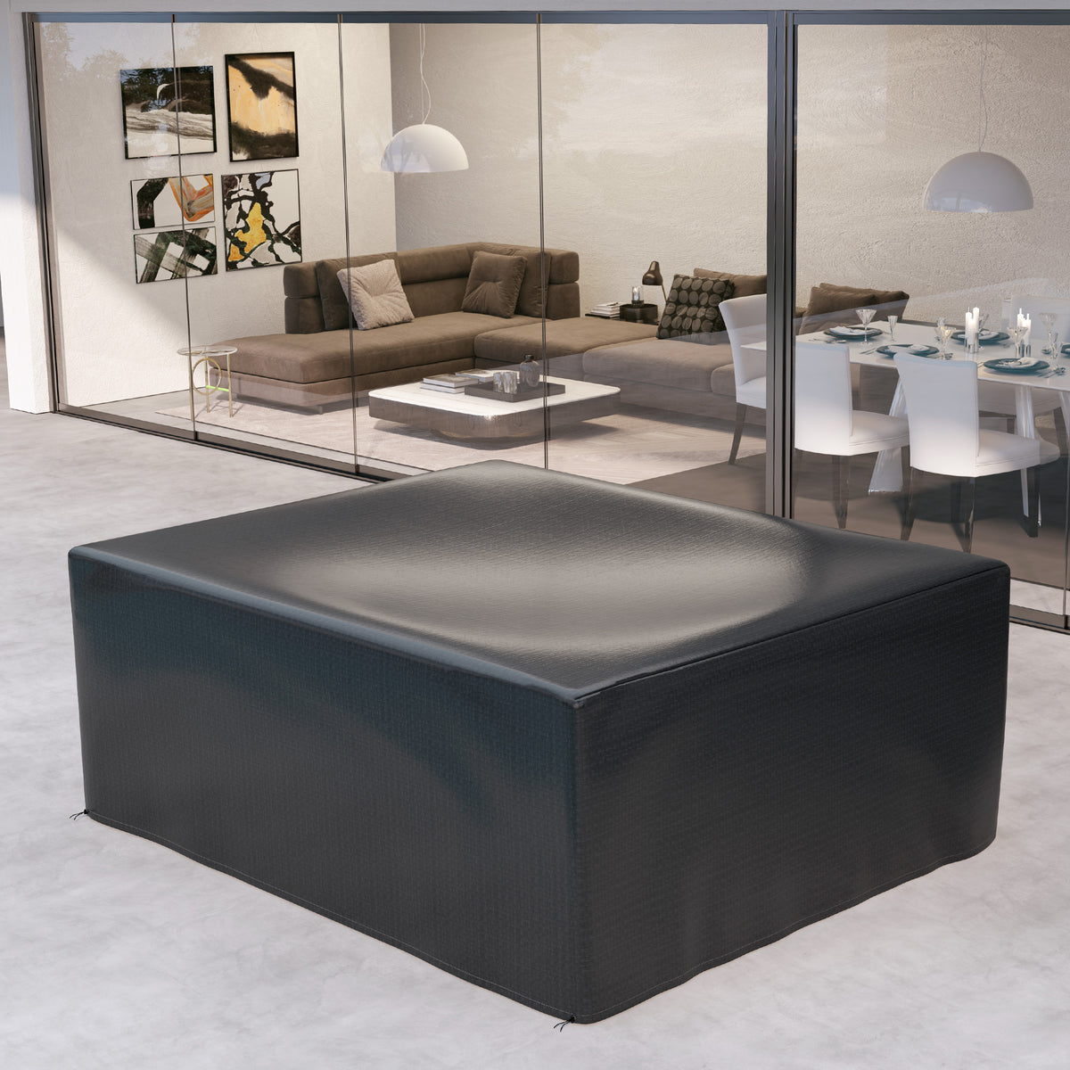 Large Waterproof Anti-UV Garden Furniture Cover Set 235x190cm - Black