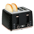4 Slice Toaster with 7 Browning Levels, High Lift & Reheat/Defrost - Black Honeycomb Texture
