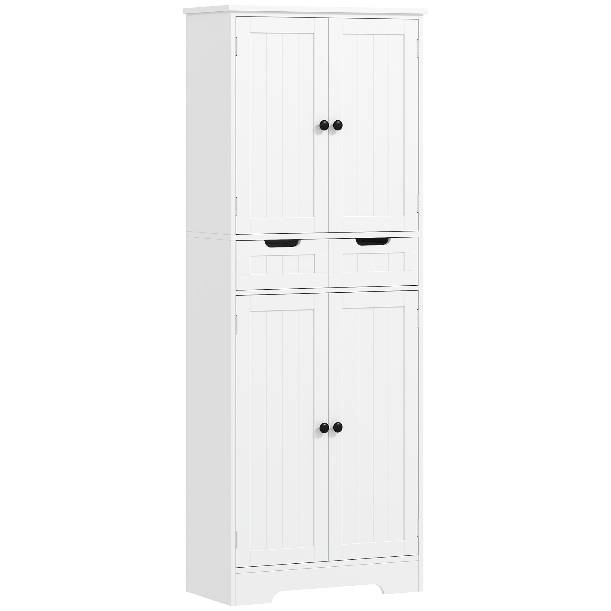 Tall Bathroom Cabinet, Freestanding Storage Cupboard, Bathroom Storage Cabinet with Drawer, Adjustable Shelf and Doors, 60 x 30 x 160 cm, White