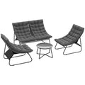 Four-Piece Curved Seat Garden Sofa Set with Table - Grey/Black