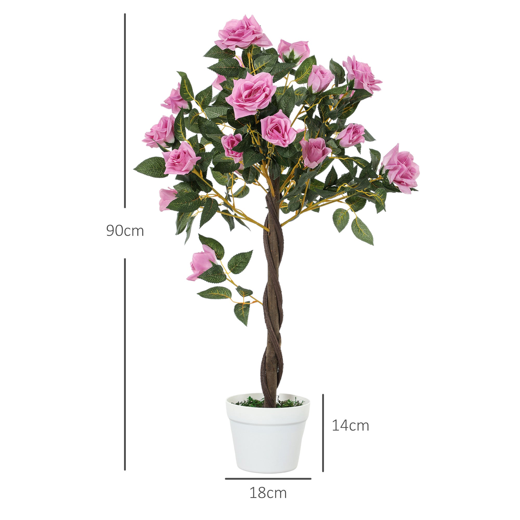 Set of 2 Artificial White Rose Plants in Pot 90cm - Purple