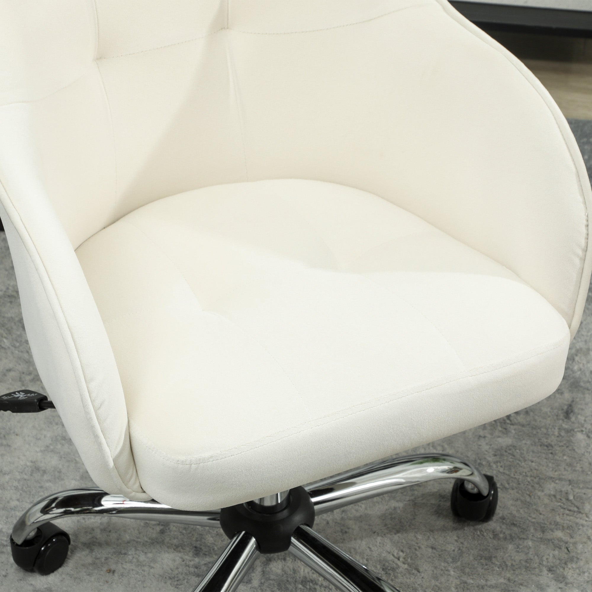 46-56 cm Velvet-feel Office Chair - Cream
