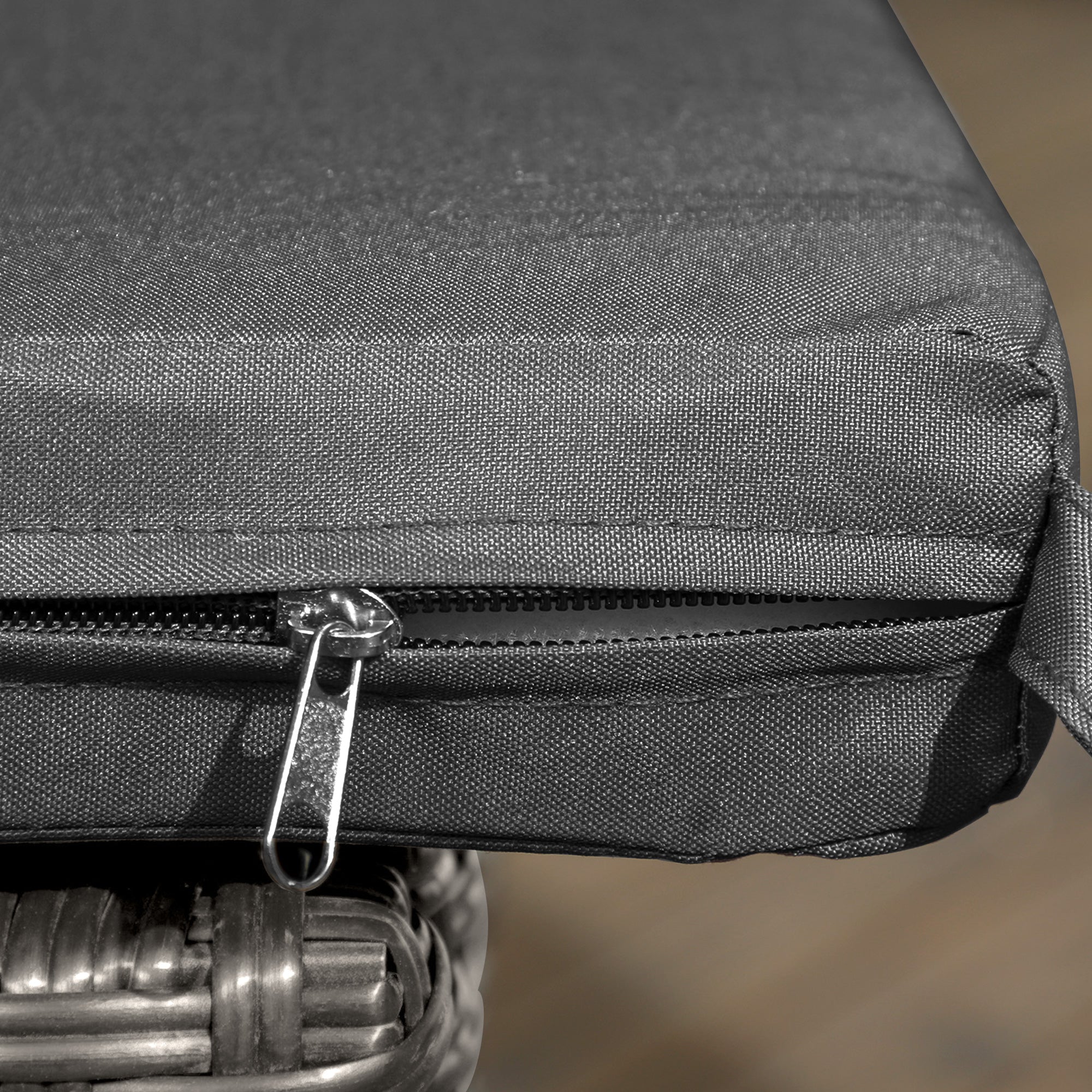 Set of Four Armless Rattan Garden Chairs - Dark Grey