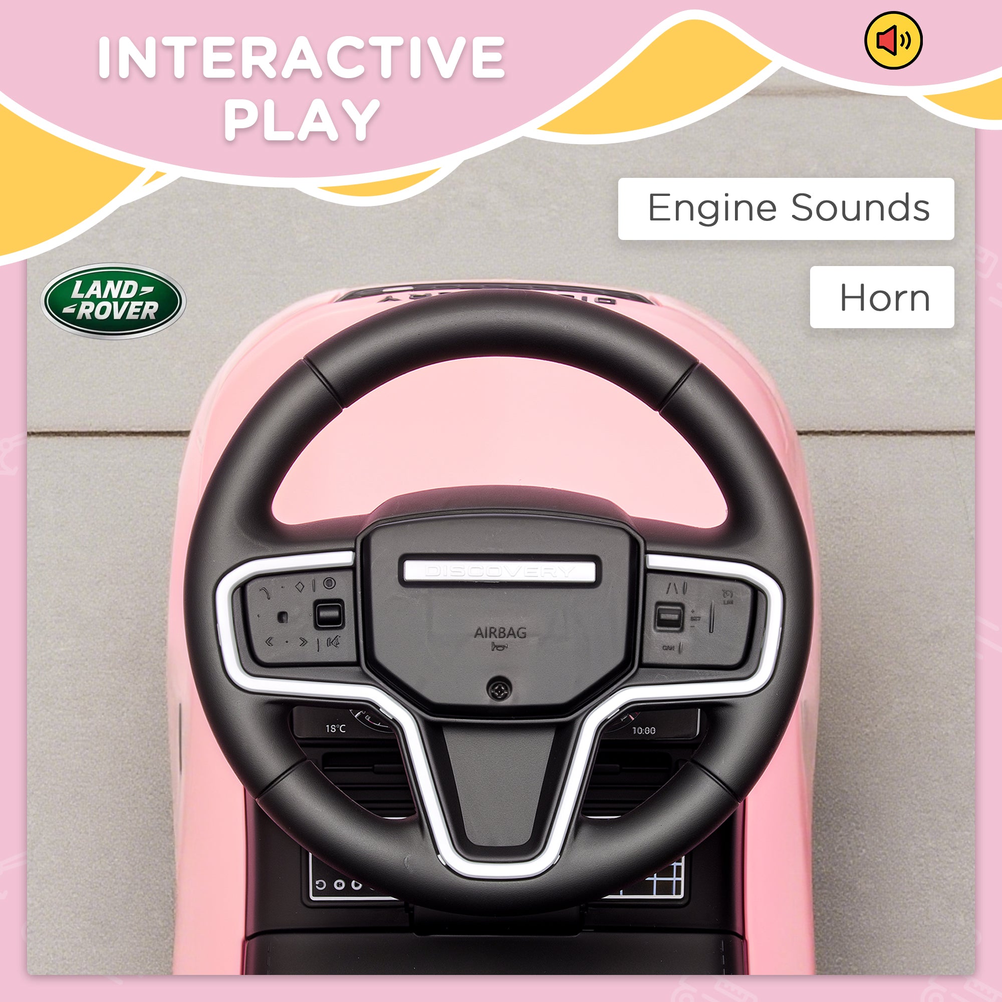 Land Rover Licensed Toddler Ride on Car with Horn, Engine Sounds, Under-Seat Storage, for 18-36 Months, Pink