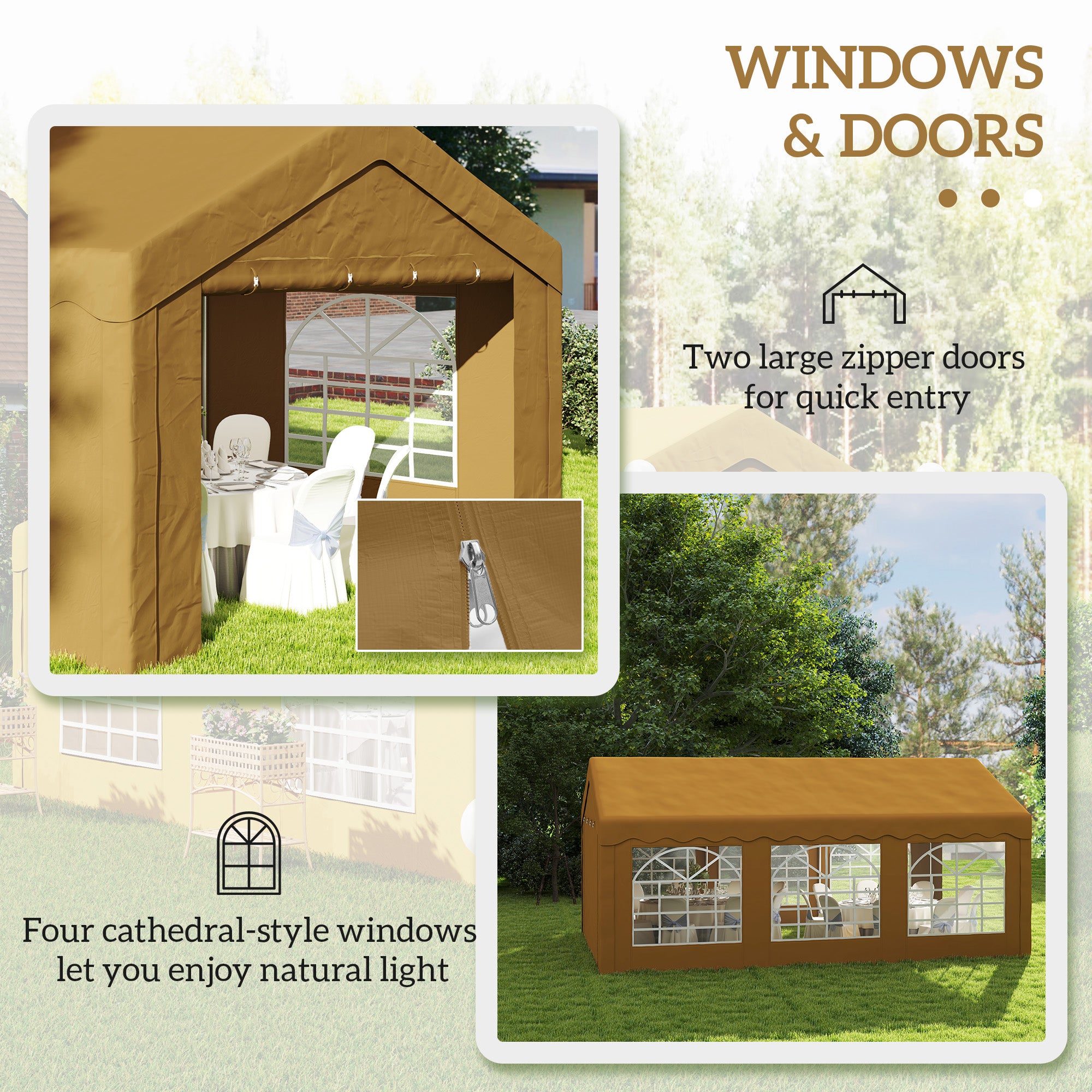 6m x 4m Galvanised Garden Gazebo with UV Resistant Canopy - Yellow