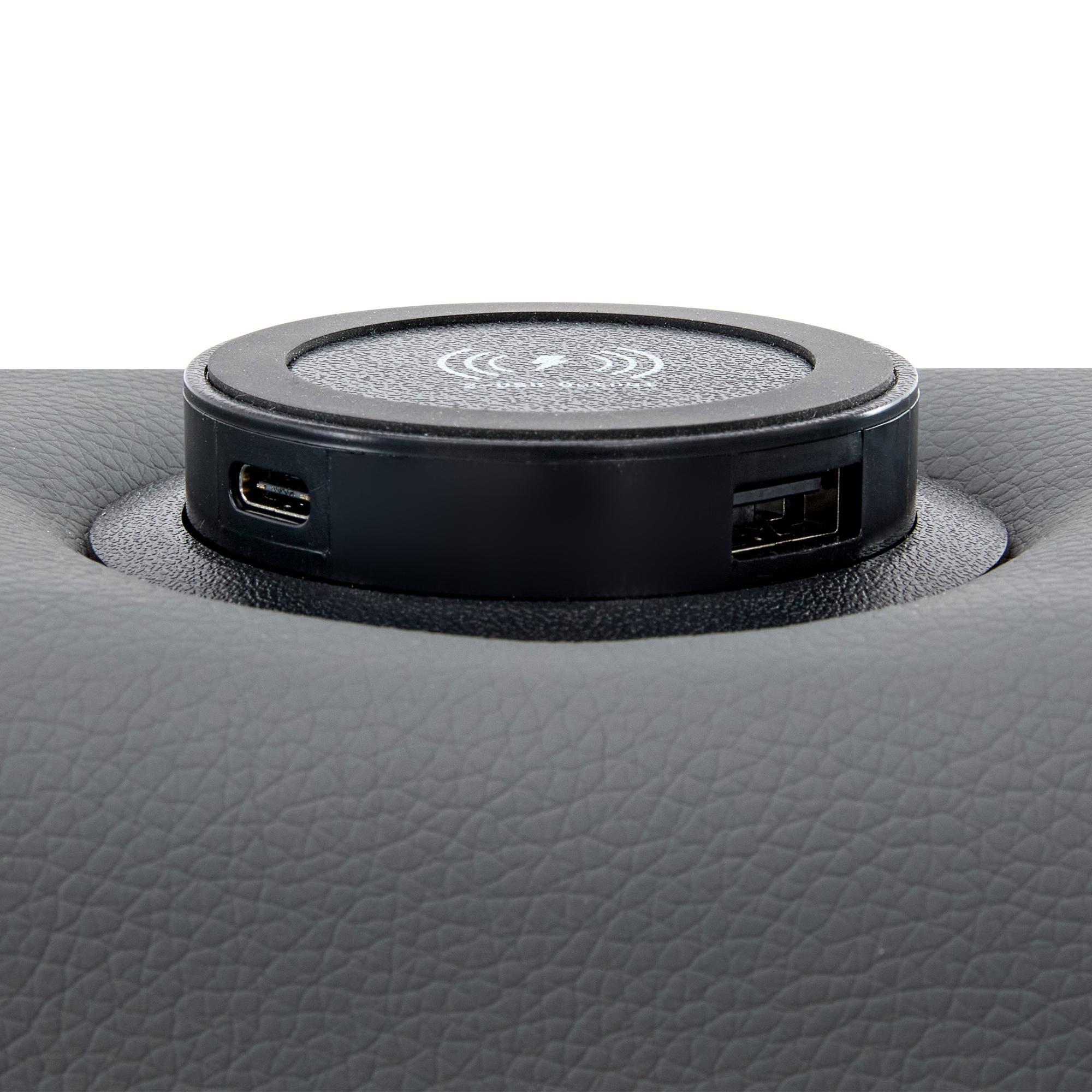 Upholstered Double Bed with USB Charging & LED Lighting - Gray