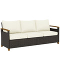 3 Seater Rattan Garden Sofa, PE Wicker Outdoor Sofa Wide Deep Seat, 4