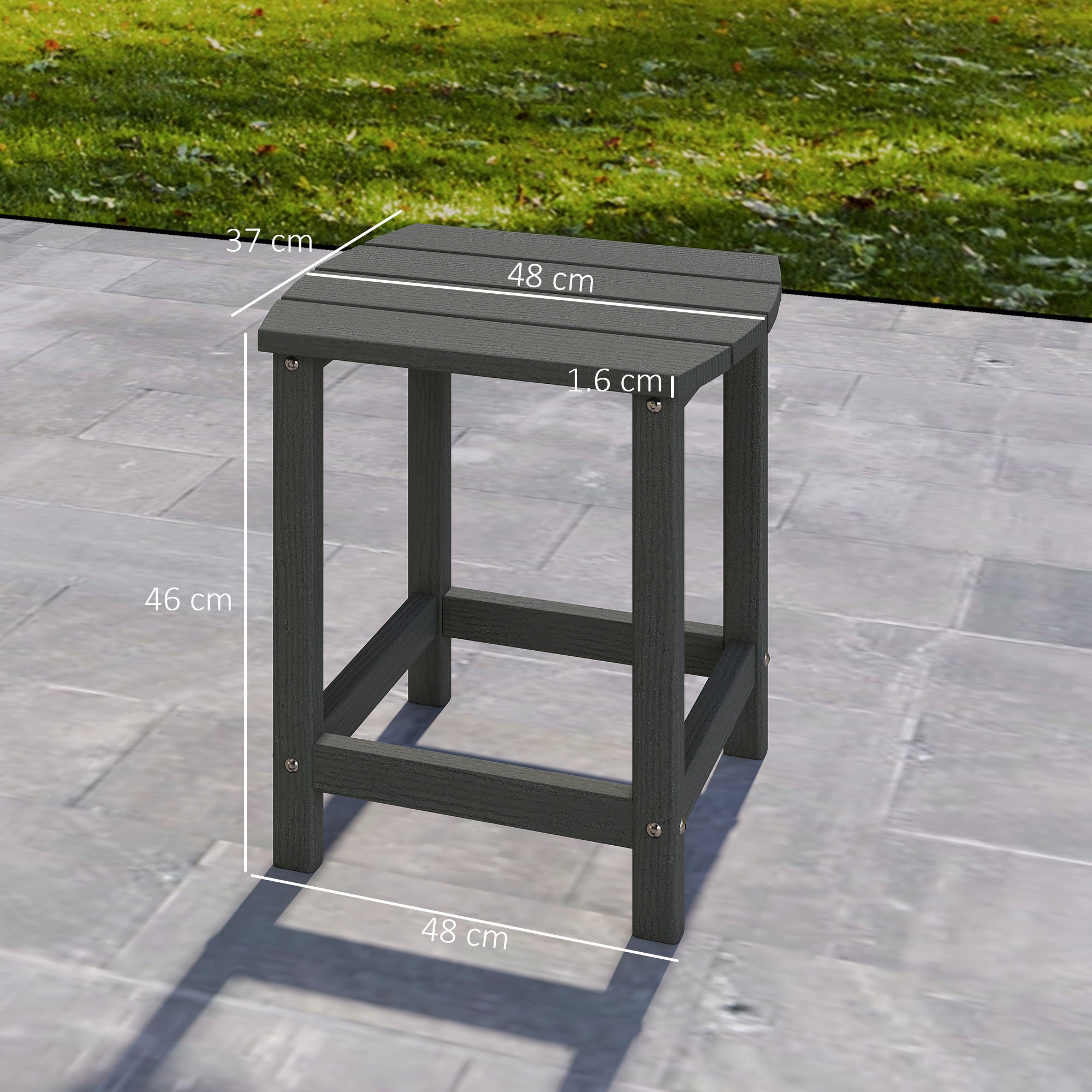 Outdoor Side Table, Garden Coffee Table, All-Weather Adirondack Side Table for Garden, Beach, Indoor Outdoor, Grey