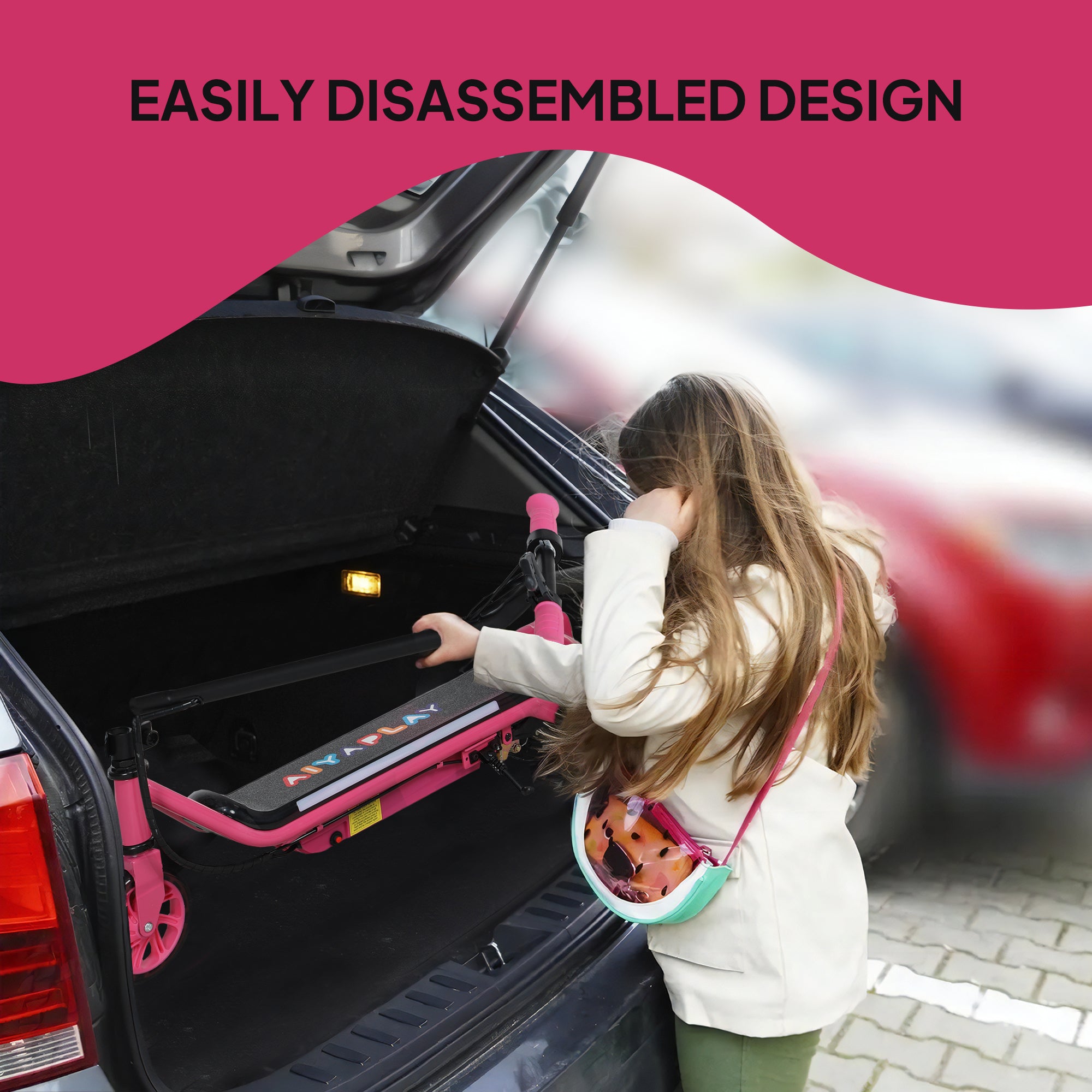 Electric Scooter for Kids Ages 6-14, with Dual Brakes, Flash Wheel and Colourful Light, Kids Electric Scooter E Scooter, Up to 12 KM/H & 10 KM, Pink