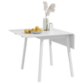 Solid Wood Folding Drop Leaf Dining Table for 2-4 People, Rectangle Kitchen Table - White