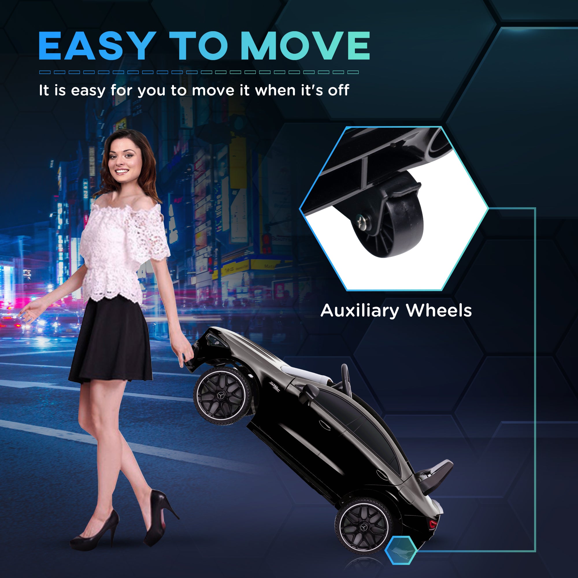 Mercedes-Benz AMG CLA 45 Licensed 12V Kids Electric Car Ride on Car w/ Remote, Suspension Lights Music Horn - Black