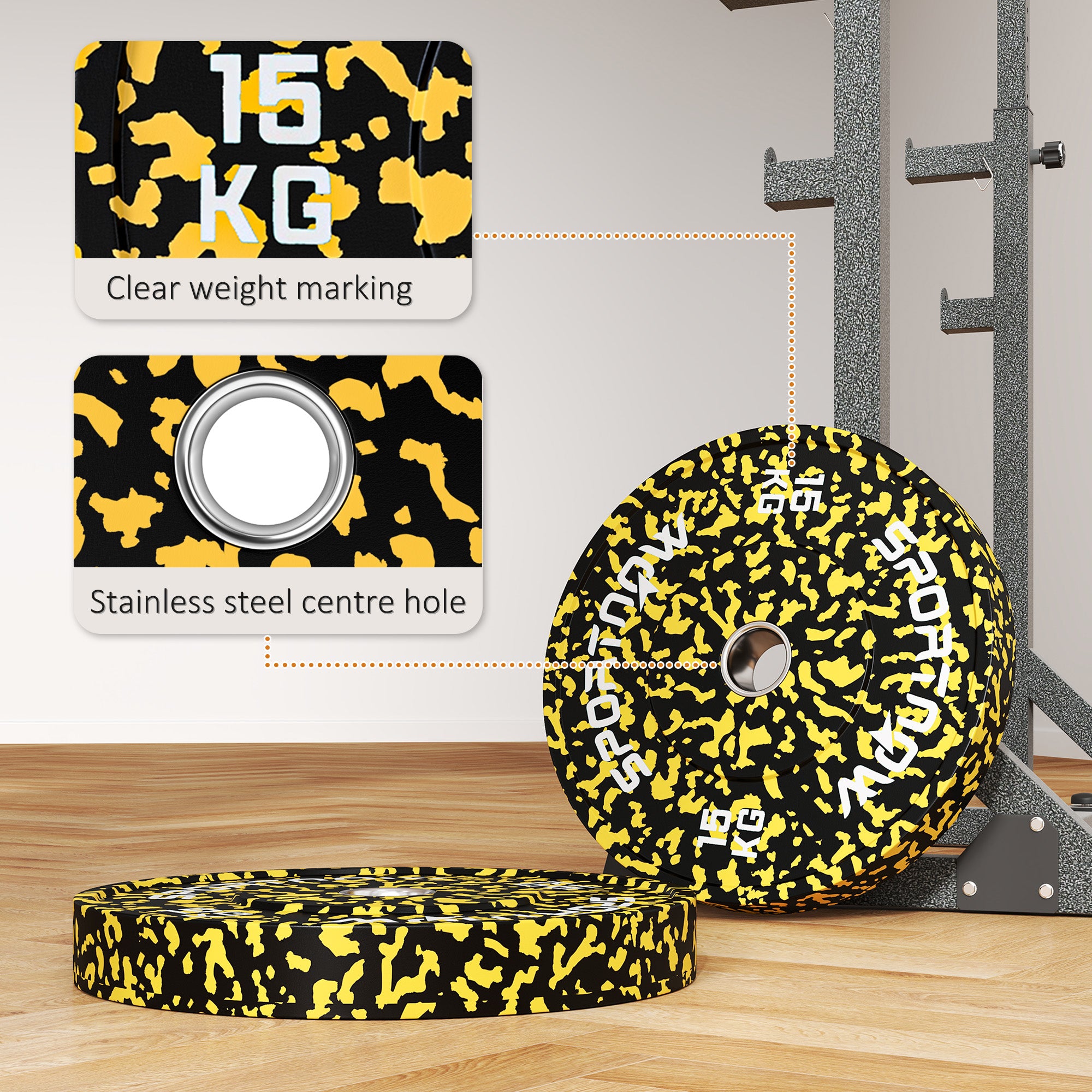 Olympic Weight Plates Set, Solid Rubber Bumper Plates Weights Discs with 2"/5cm Holes, for Home Gym Weight Lifting Strength Training, 2 x 15kg