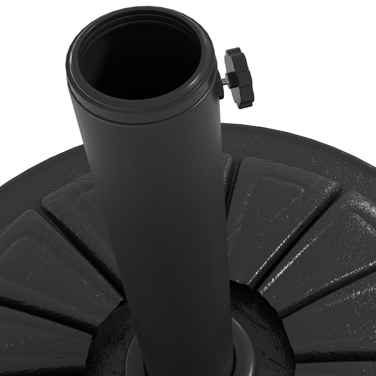 Umbrella Base, Heavy Duty Concrete Base Holder with Steel Pole, Round Parasol Stand for Patio, Outdoor, Garden, Black