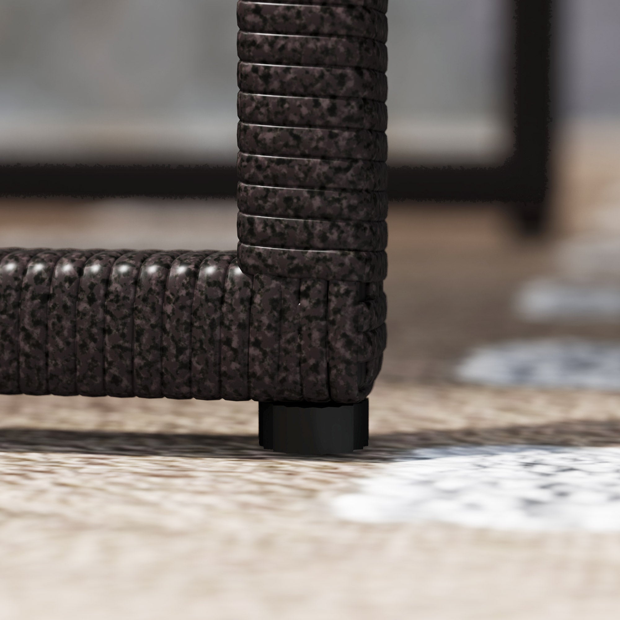 3 Piece Rattan Bistro Set with Cushions and Glass Table - Brown