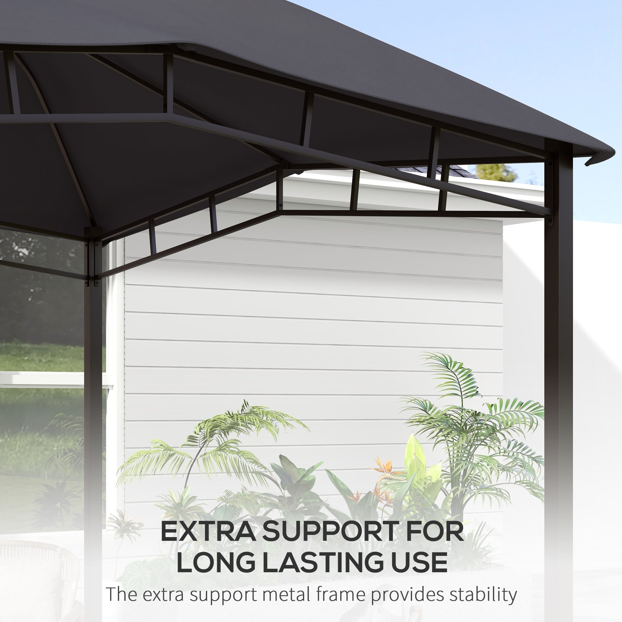3x3 Metre Outdoor Gazebo Canopy Tent with Steel Frame - Grey