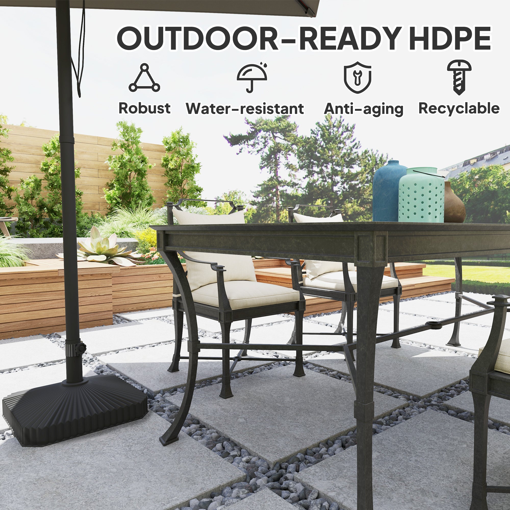 Patio Umbrella Stand, Heavy Duty Outdoor Parasol Base, Sand/Water Filled, Black