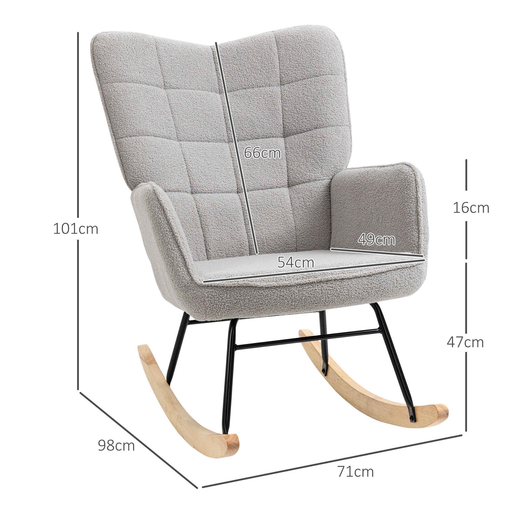 Berber Fleece Nursery Glider Rocker Wingback Rocking Chair for Nursing and Living Room - Light Grey