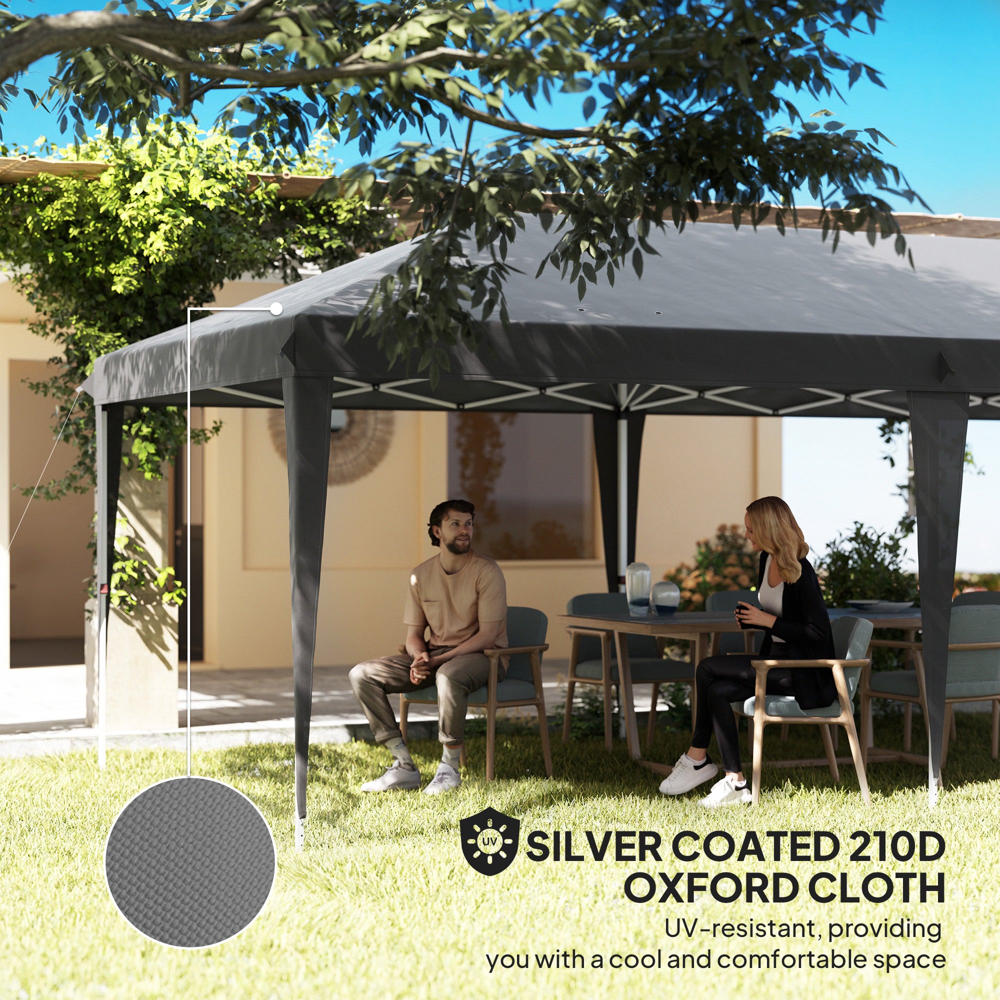 6 x 3 Metre Pop-Up Gazebo with Steel Frame - Grey