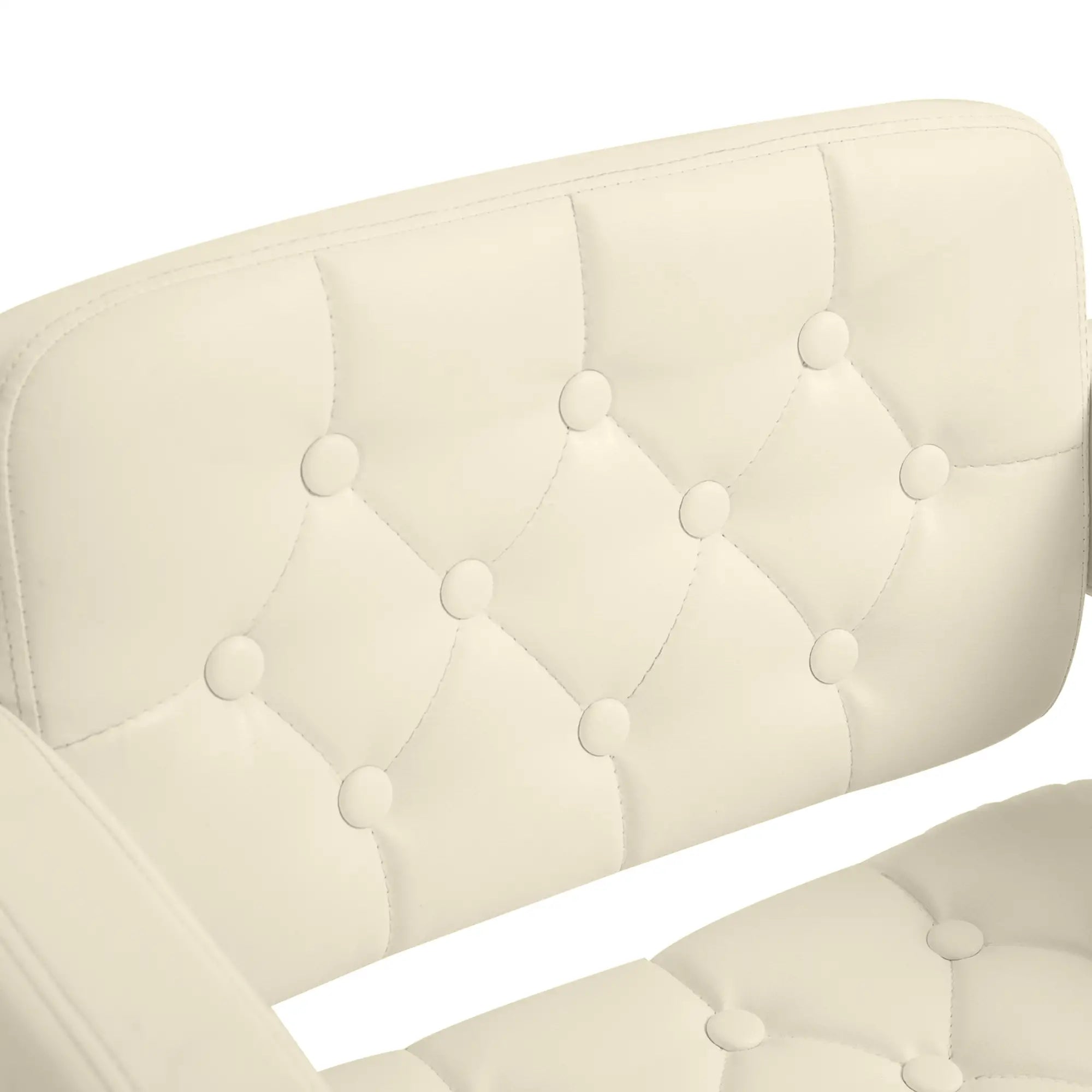 PU Leather Adjustable Swivel Bar Stool with Back, Armrest & Footrest - Cream White