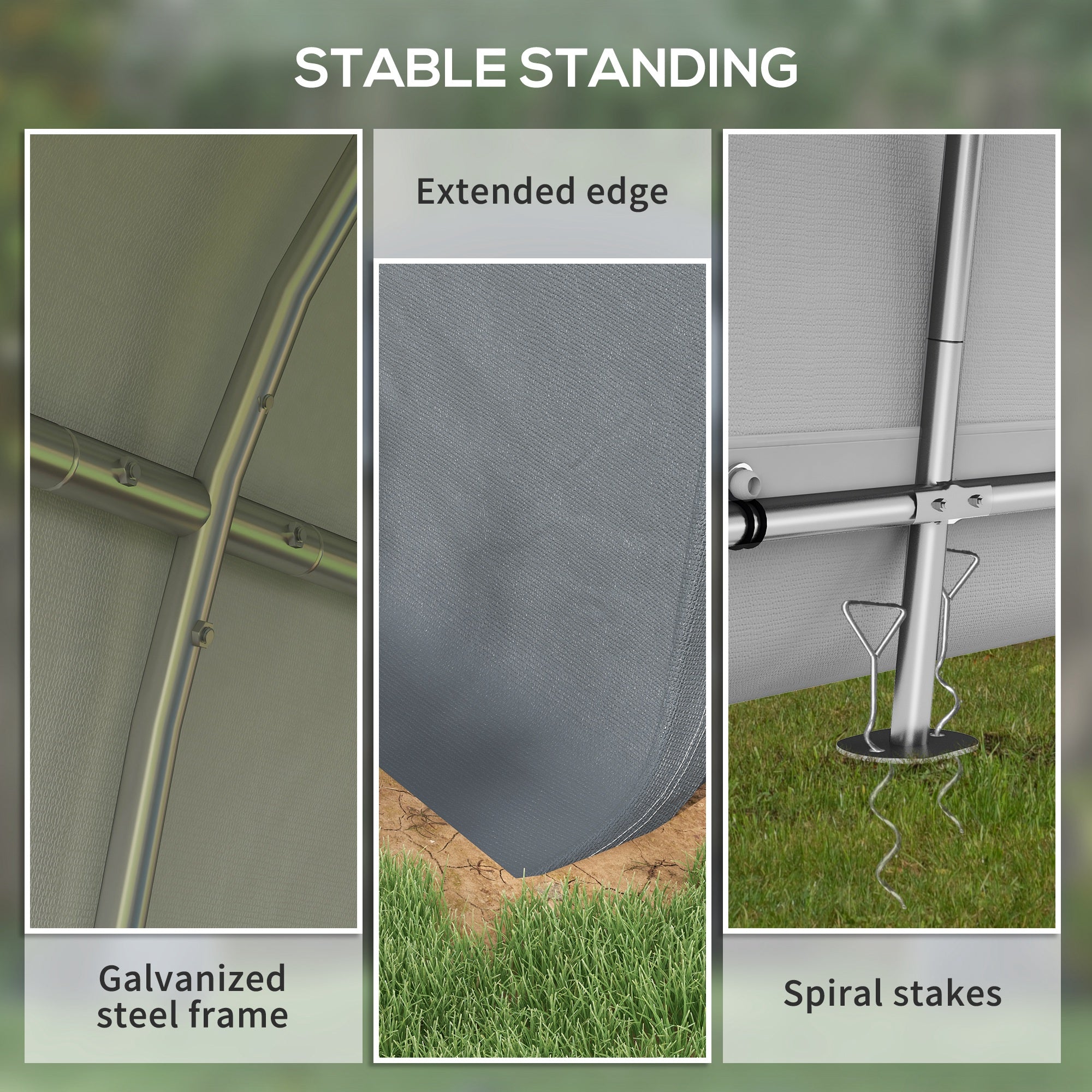 3 x 3(m) Garden Storage Tent, Heavy Duty Outdoor Shed with 2 Doors, Waterproof Portable Shed Storage Shelter with Galvanised Steel Frame for Bike, Motorcycle, Garden Tools, Grey