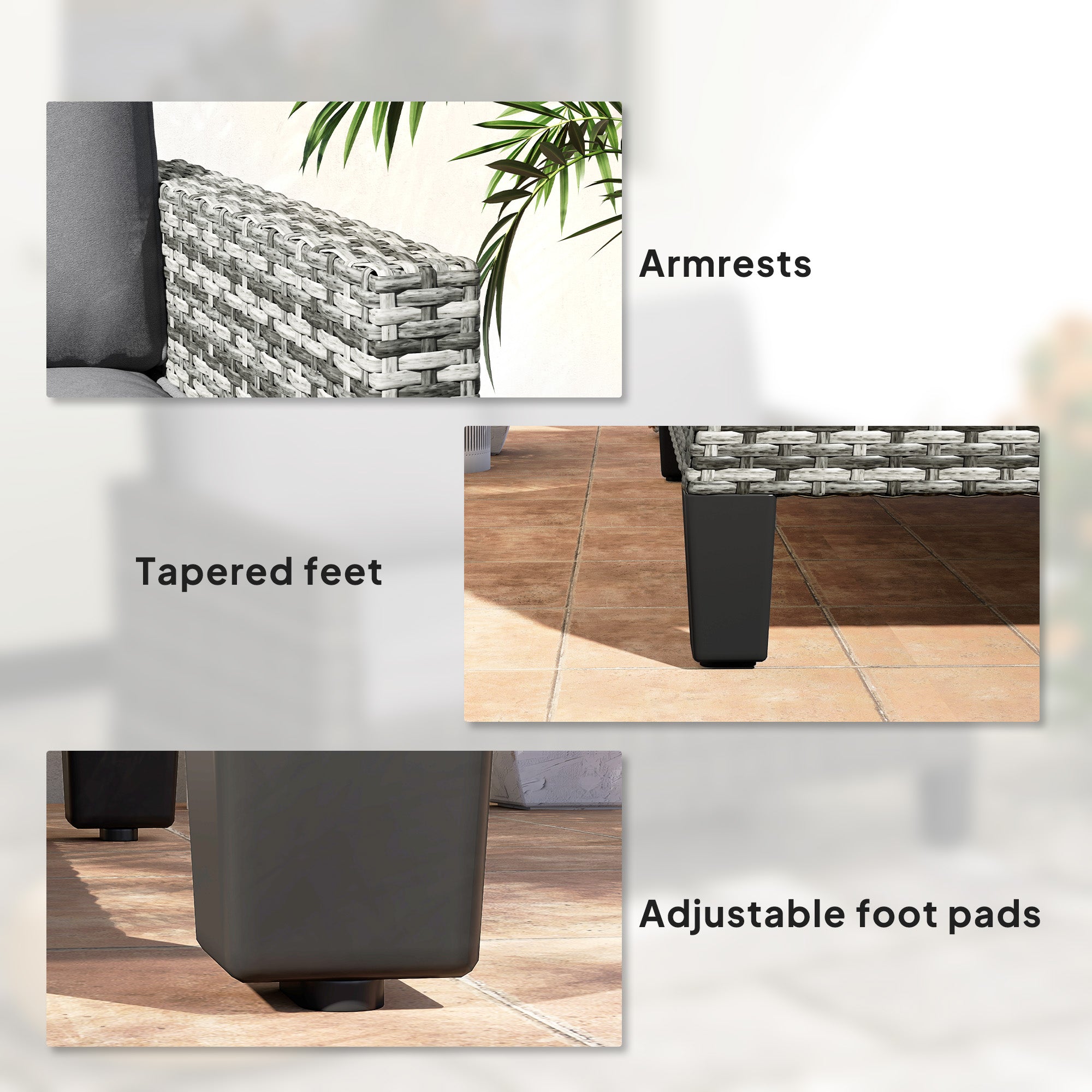 Two-Seater Rattan Outdoor Sofa - Light Grey