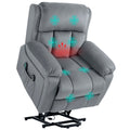 Eight-Point Massage Electric Reclining Lift Chair with Remote - Grey