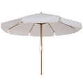 3.3m Wooden Garden Parasol with Cream Canopy - Cream