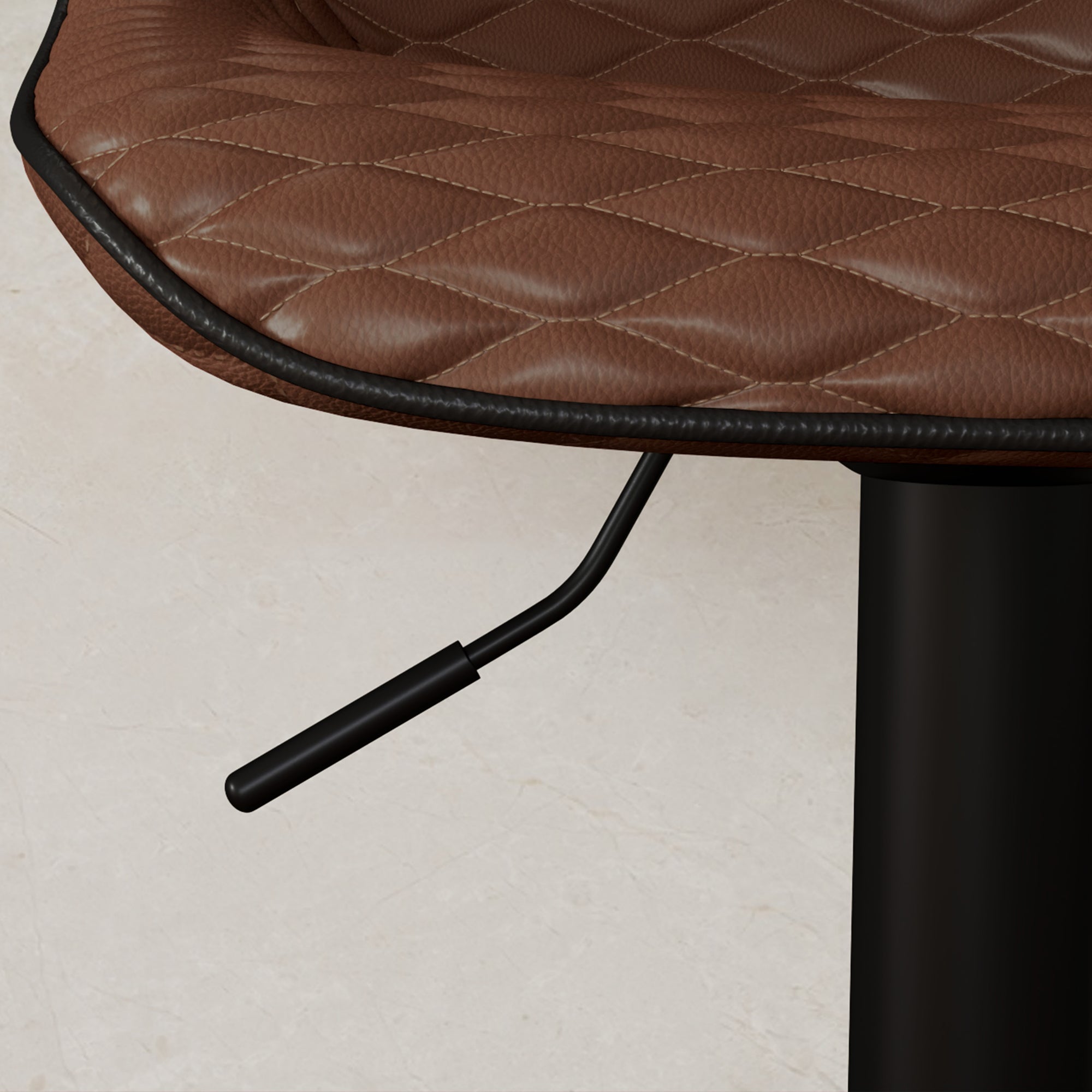 Set of Two Faux Leather Bar Stools - Brown