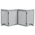 Foldable Wooden Pet Gate with Support Feet Freestanding Dog Safety Barrier - Grey