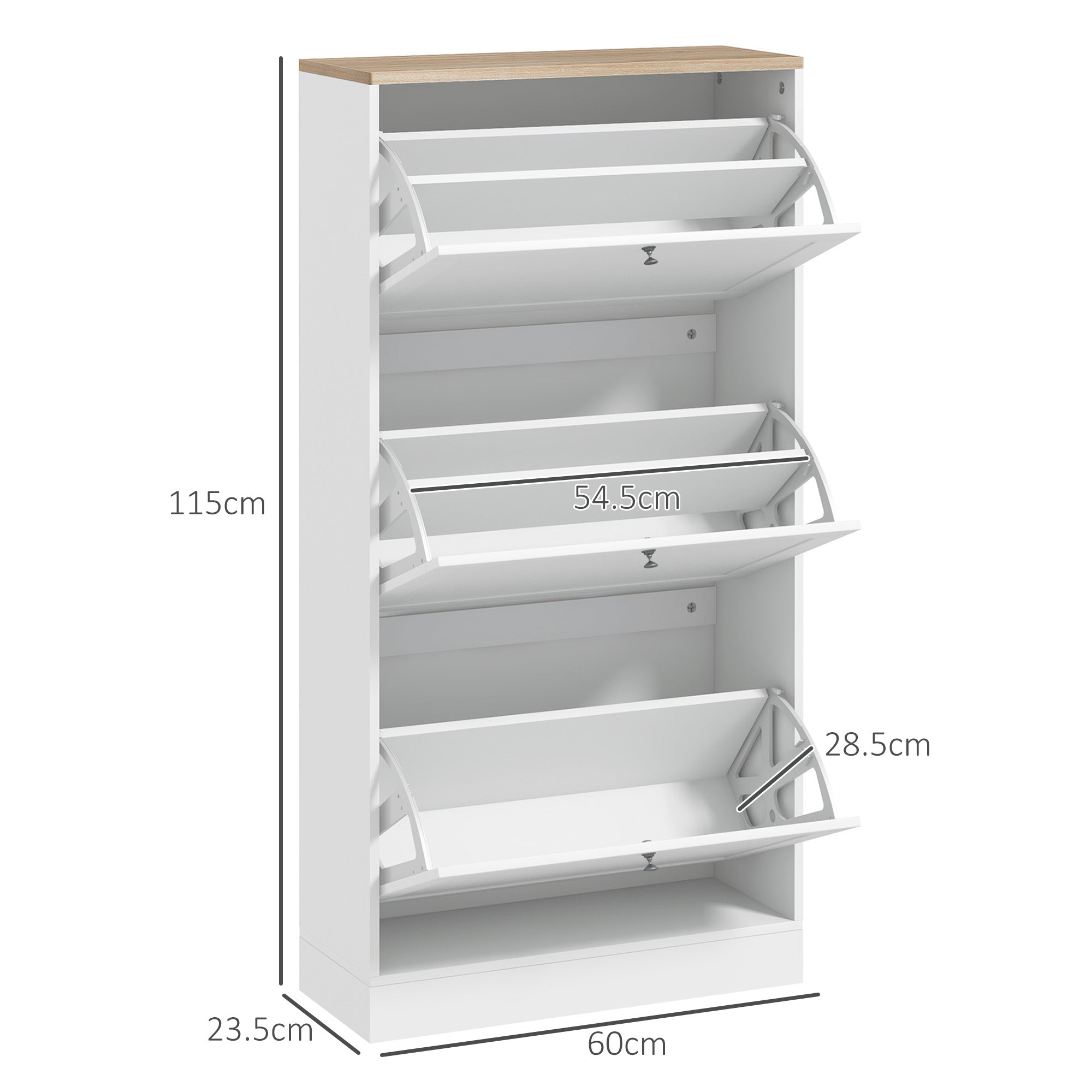 Modern Compact Three-Drawer Shoe Storage Cabinet - White