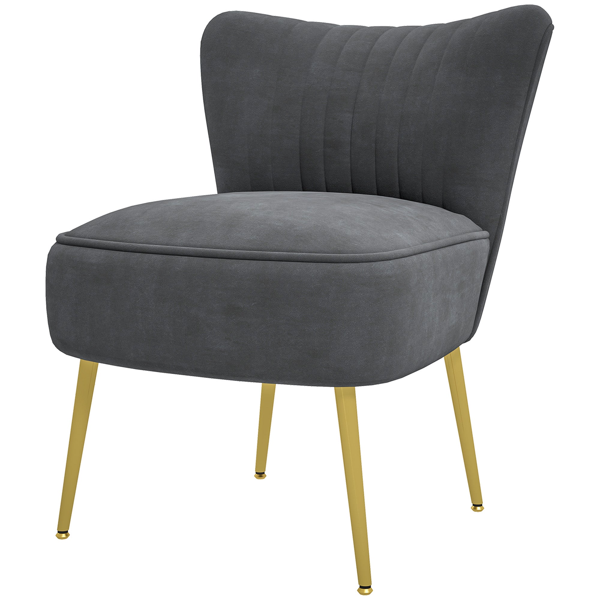 Velvet-Feel Tub Accent Chair - Grey