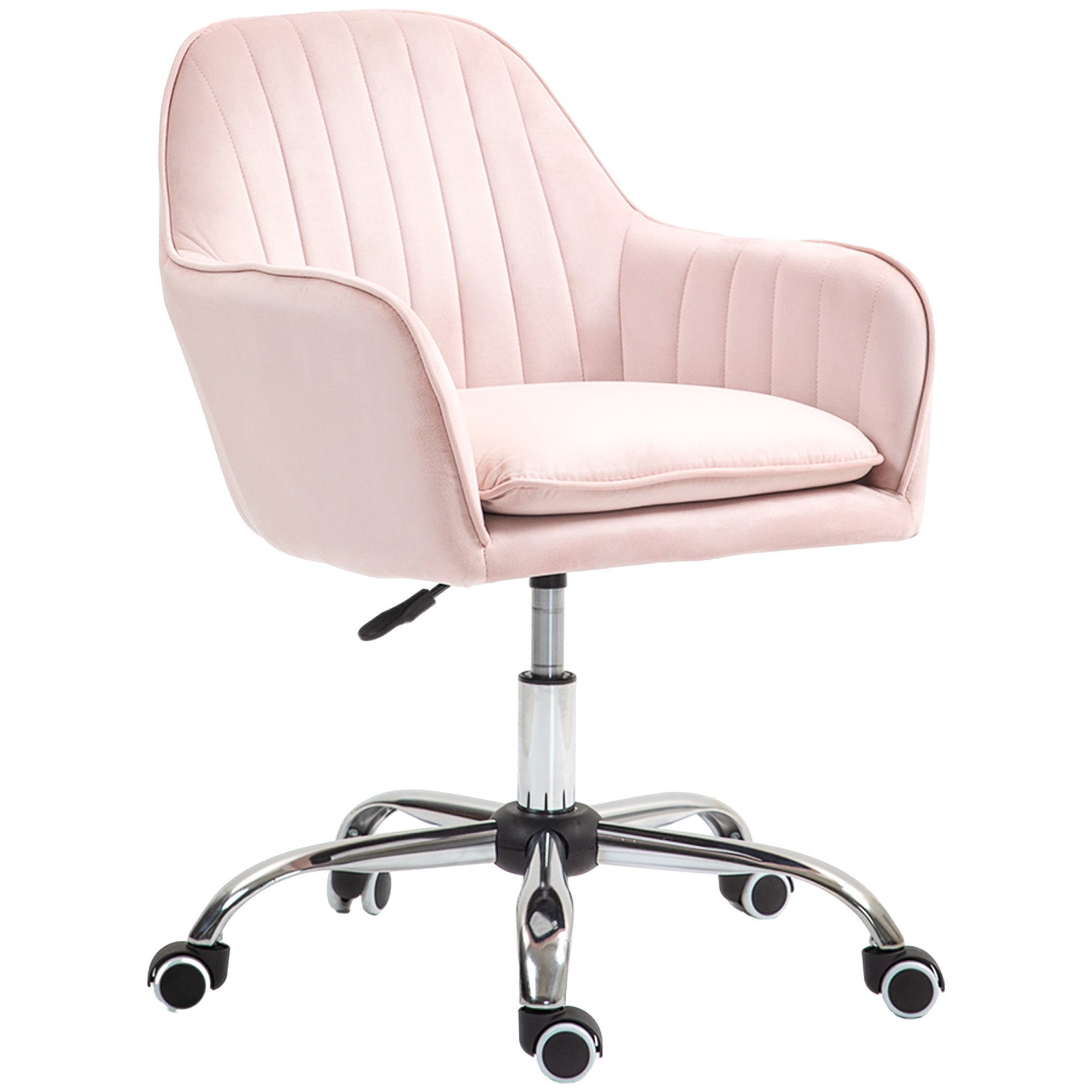 Velvet-Feel Tub Office Chair, with Seat Cushion - Pink