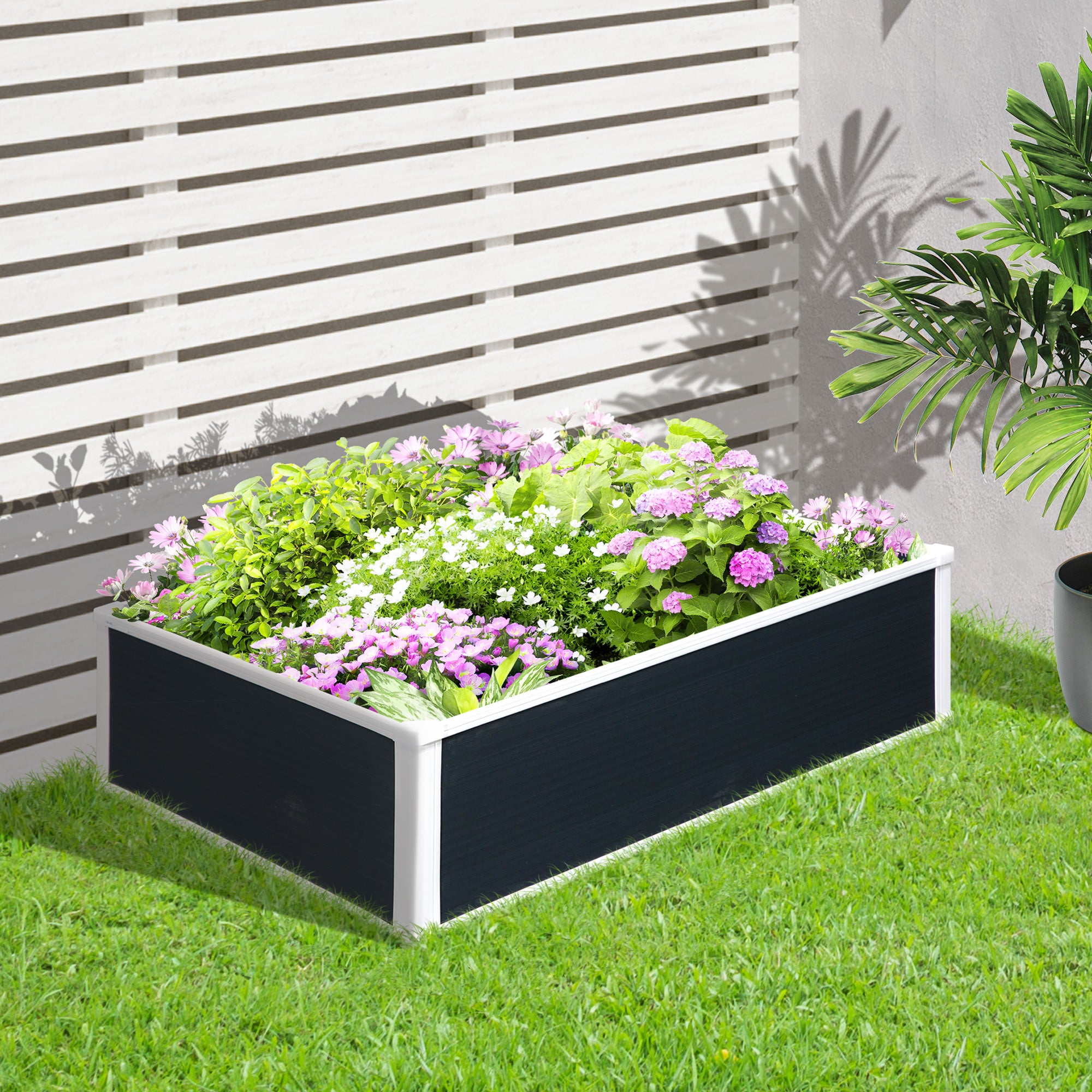 221L Raised Garden Bed, Weather-resistant PP Planter Box Containers for Outdoor Patio Plant Flower Vegetable,100 x 80 x 30 cm