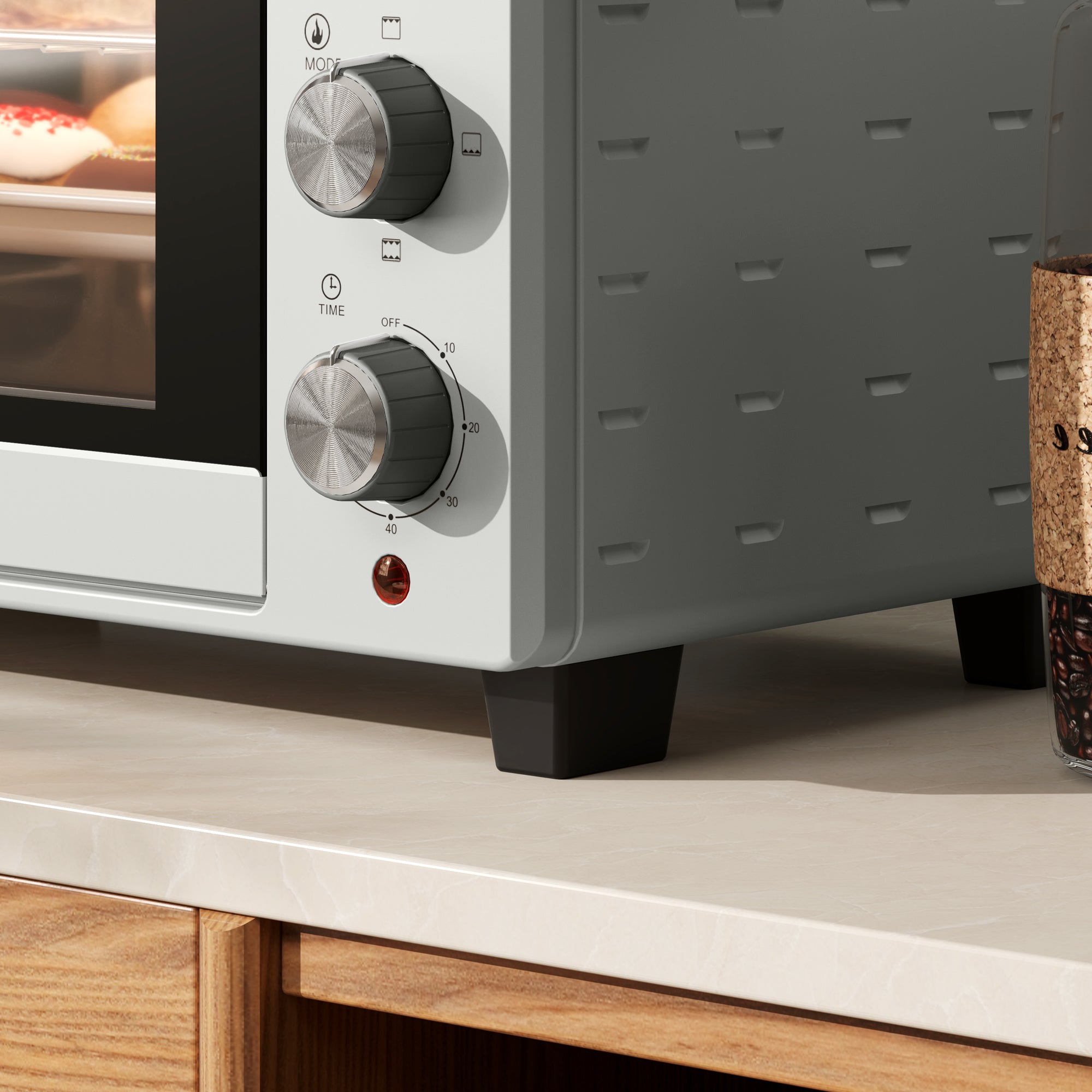 21L Mini Countertop Oven, 100°C-230°C Adjustable Temp - Silver Tone