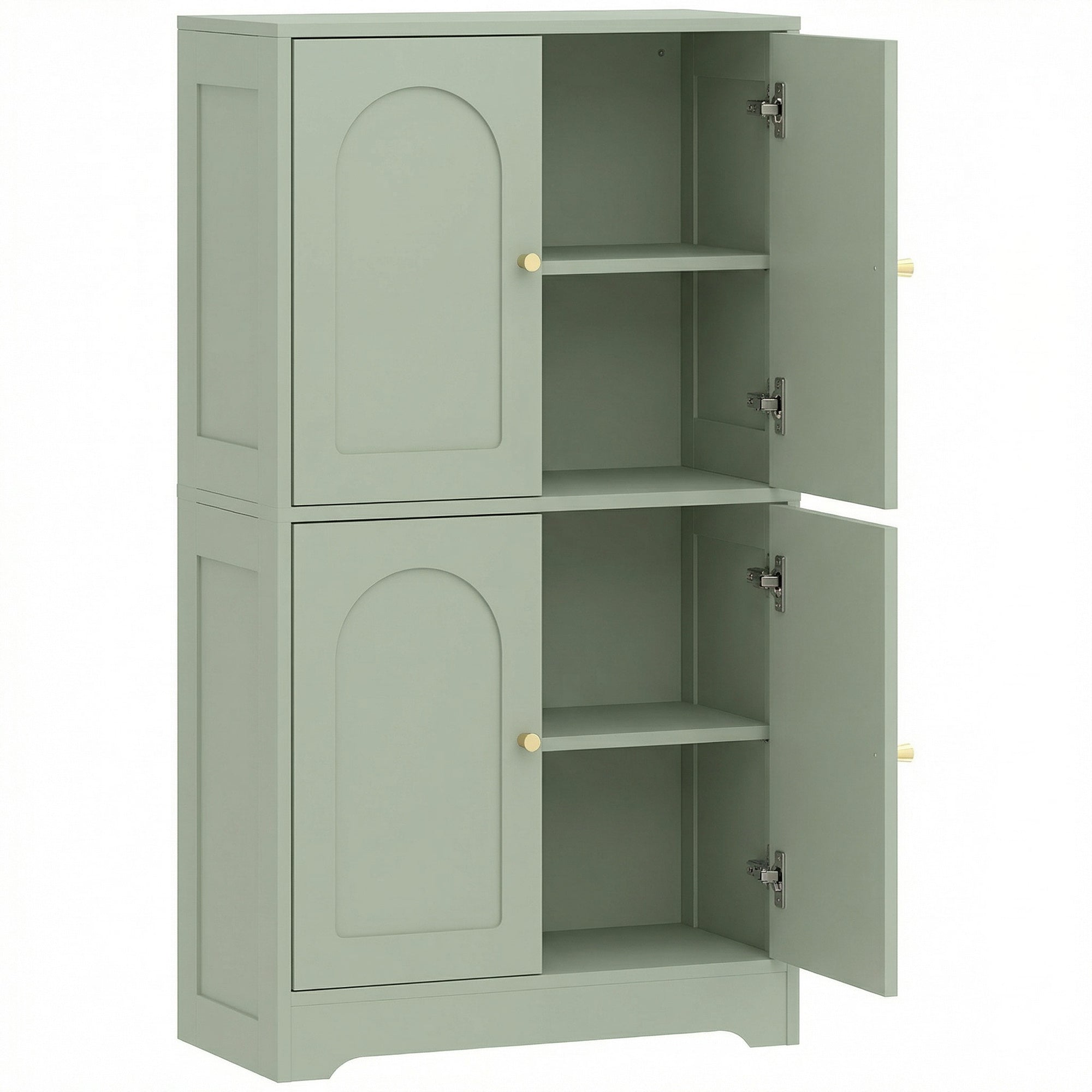 4-Door Kitchen Storage Cabinet with Adjustable Shelves - Green