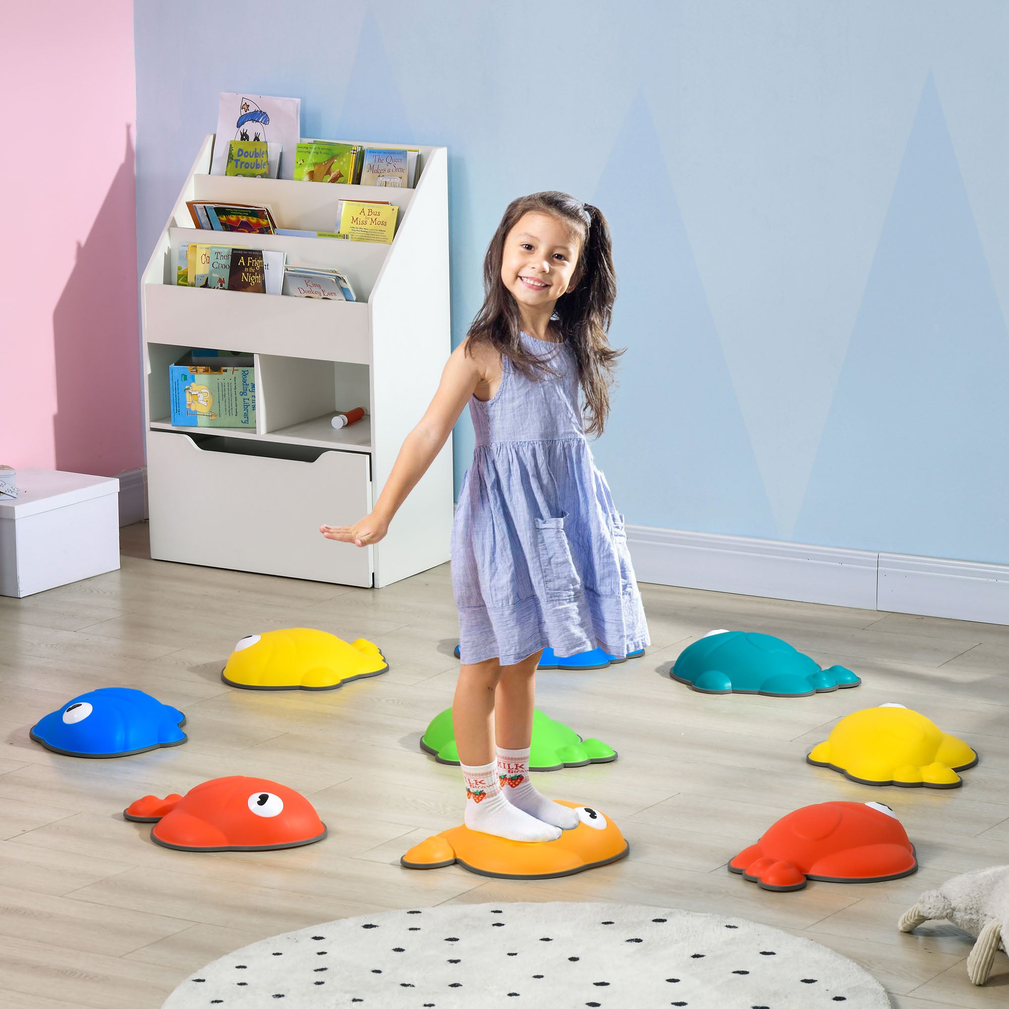 9 Pcs Balance Stepping Stones Kids for Sensory with Non-slip Edge, Stackable Outdoor Indoor Obstacle Course