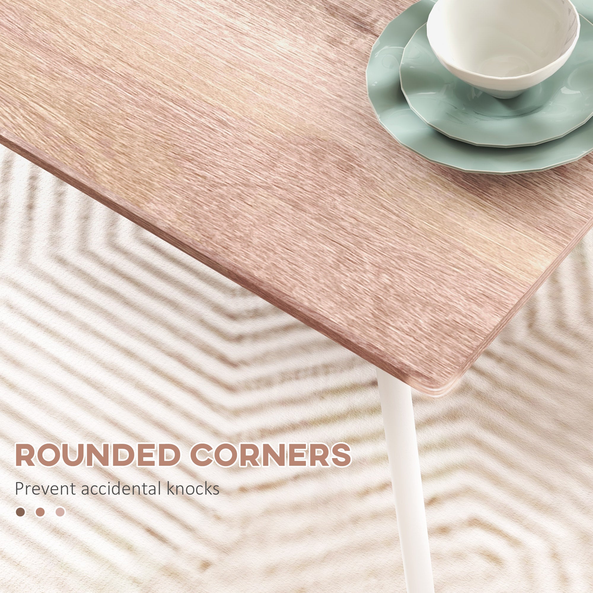 Five-Piece Compact Dining Table and Chairs Set - Brown/White